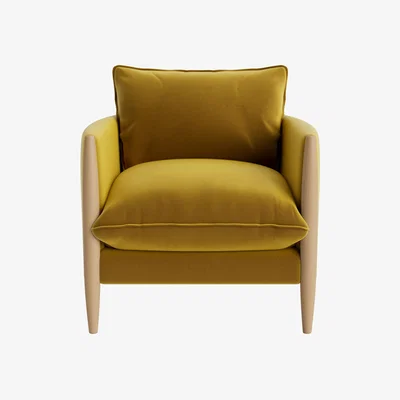 Loaf Spencer Accent Chair in Light Oak in Honey Pot Clever Velvet