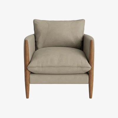 Loaf Spencer Accent Chair in Dark Oak in Seeded Sourdough Clever Boucle