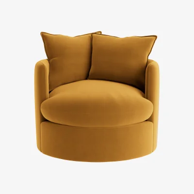Loaf Dunkins Swivel Accent Chair (Butterscotch Clever Velvet)