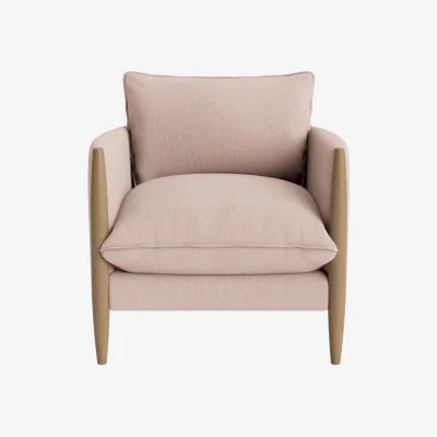 Loaf Spencer Accent Chair (Strawberry Mousse Clever Slubby Cotton, Light Oak)