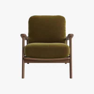 Loaf Squishbag Accent Chair in Dark Oak in Pressed Olives Clever Velvet