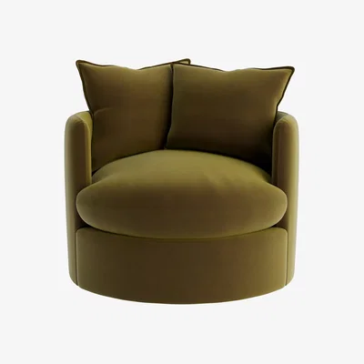 Loaf Dunkins Swivel Accent Chair in Pressed Olives Clever Velvet