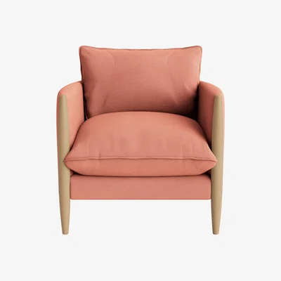Loaf Spencer Accent Chair in Light Oak in Autumn Leaves Clever Twill