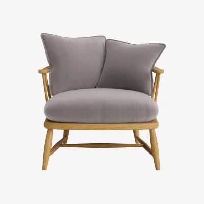 Loaf Nestins Accent Chair (Tarnished Silver Clever Velvet, Light Oak)