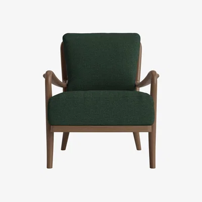 Loaf Easins Accent Chair in Dark Oak in Petrol Can Clever Slubby Linen