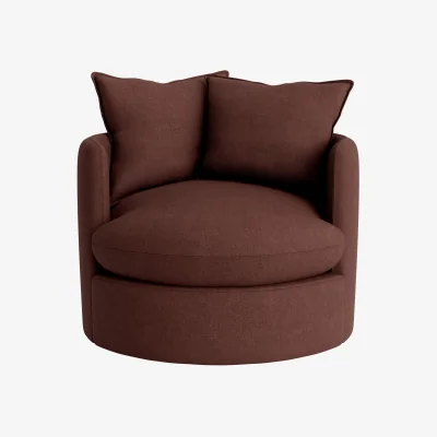 Loaf Dunkins Swivel Accent Chair (Mulberry Wine Clever Linen)