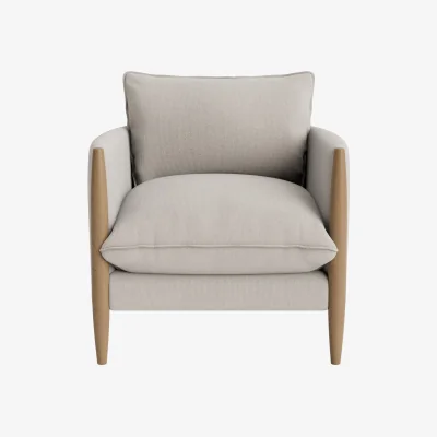 Loaf Spencer Accent Chair (Lost Feather Clever Slubby Cotton, Light Oak)