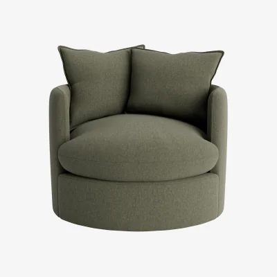 Loaf Dunkins Swivel Accent Chair (Baked Fig Clever Linen)