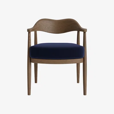 Loaf Dweller Kicthen Chair (Pen Nib Blue Clever Velvet, Dark Oak)