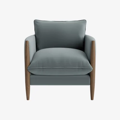 Loaf Spencer Accent Chair (Flint Stone Clever Velvet, Dark Oak)