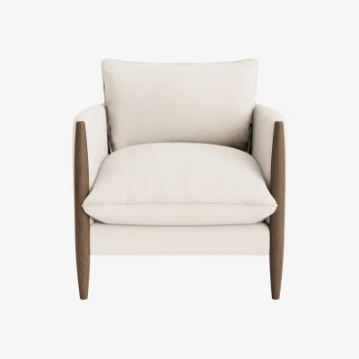 Loaf Spencer Accent Chair (Frothy Milk Clever Slubby Cotton, Dark Oak)
