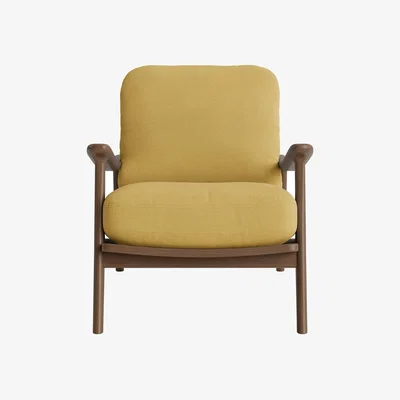Loaf Squishbag Accent Chair in Dark Oak in Lemon Posset Clever Twill