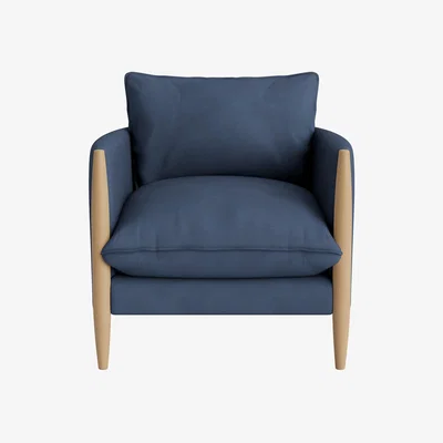 Loaf Spencer Accent Chair in Light Oak in Sloe Berry Bush Clever Cotton