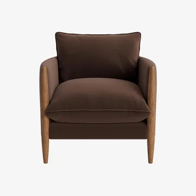 Loaf Spencer Accent Chair in Dark Oak in Coffee Drip Clever Velvet