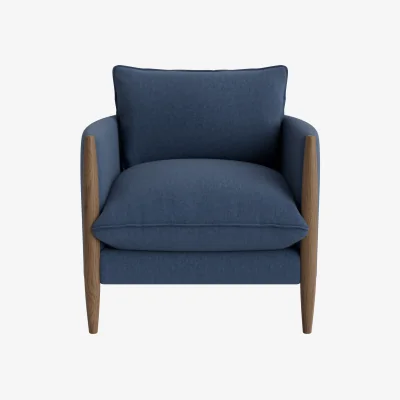 Loaf Spencer Accent Chair (Cook Book Blue Clever Linen, Dark Oak)