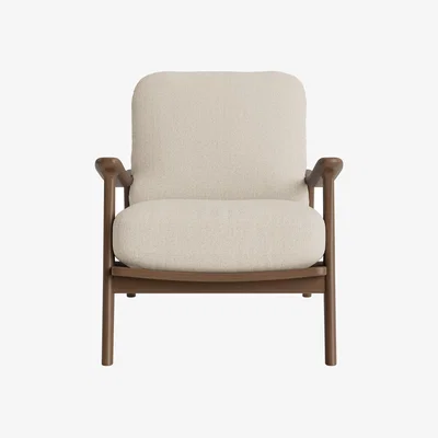 Loaf Squishbag Accent Chair in Dark Oak in Whipped Cream Clever Boucle