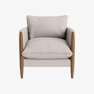 Loaf Spencer Accent Chair in Dark Oak in Summer Linen Clever Linen