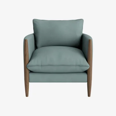 Loaf Spencer Accent Chair (Smoothed Seaglass Clever Cotton, Dark Oak)