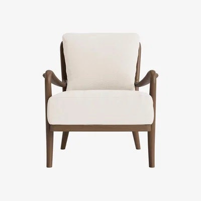 Loaf Easins Accent Chair in Dark Oak in Frothy Milk Clever Slubby Cotton