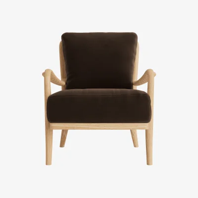 Loaf Easins Accent Chair (Warm Brownie Clever Velvet, White Oak)