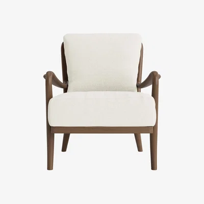Loaf Easins Accent Chair in Dark Oak in Clotted Cream Clever Slubby Linen