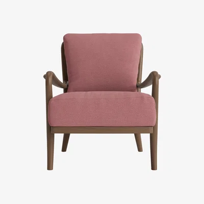 Loaf Easins Accent Chair in Dark Oak in Rosy Posy Clever Slubby Cotton