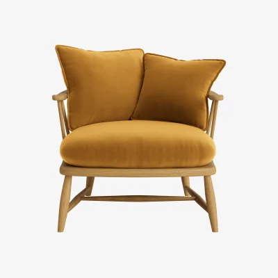 Loaf Nestins Accent Chair (Butterscotch Clever Velvet, Light Oak)