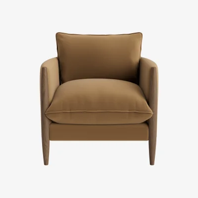 Loaf Spencer Accent Chair (Fairground Fudge Clever Velvet, Dark Oak)