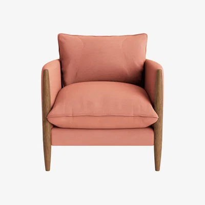 Loaf Spencer Accent Chair in Dark Oak in Autumn Leaves Clever Twill