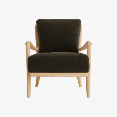 Loaf Easins Accent Chair (Wine Bottle Clever Velvet, White Oak)