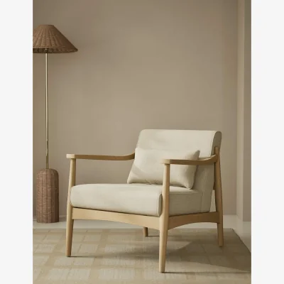 Marks & Spencer M&S Sherwood Light Oak Chenille Accent Chair Soft Green