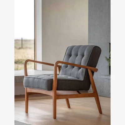 Marks & Spencer Gallery Direct Humber Oak Linen Armchair Dark Grey