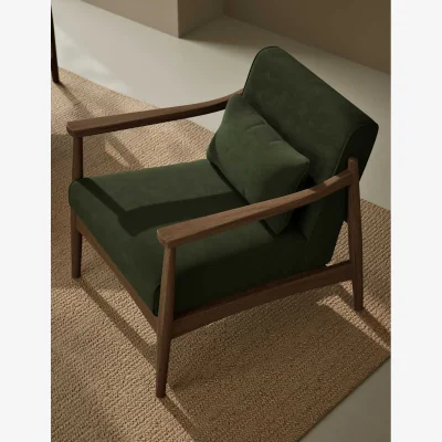 Marks & Spencer Gallery Direct Sherwood Dark Oak Velvet Accent Chair Dark Green