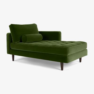 Made.com Scott Right Hand Facing Chaise Longue, Cotton Velvet Grass