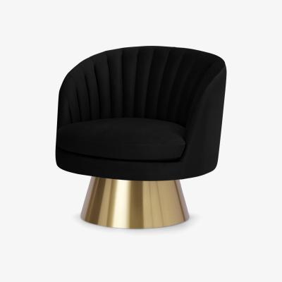 Made.com Sylvie Swivel Accent Armchair, Deep Black Velvet