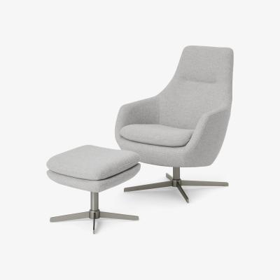 Made.com Modesto Accent Armchair & Footstool, Luna Grey Weave