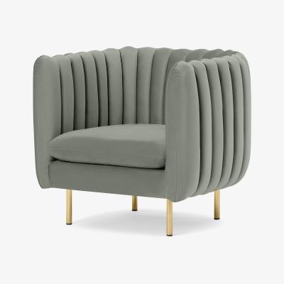 Made.com Helma Accent Armchair, Pale Sage Velvet