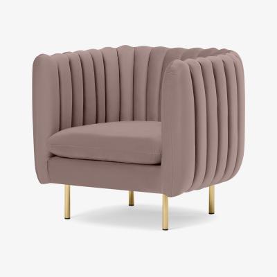 Made.com Helma Accent Armchair, Sakura Pink Velvet