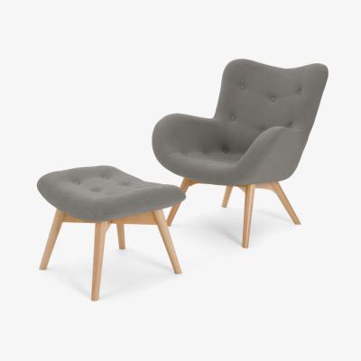 Made.com Doris Accent Armchair and Footstool, Shetland Grey