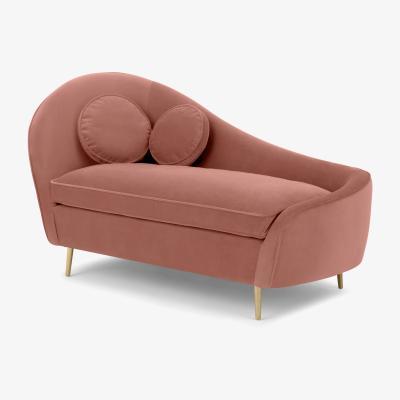 Made.com Kooper Right Hand Facing Chaise Longue, Blush Pink Velvet