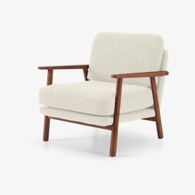 Made.com Lars Accent Armchair, Whitewash Boucle & Walnut Stain