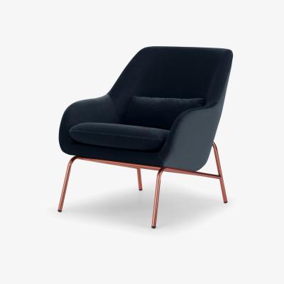 Made.com Henrik Accent Chair, Twilight Blue Velvet & Copper