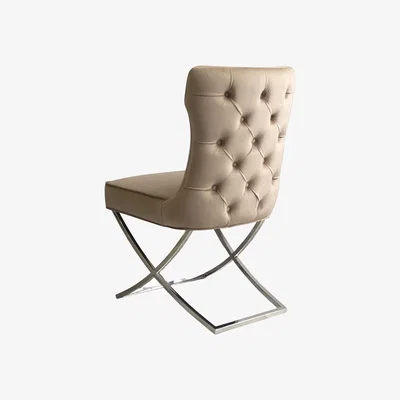 My Furniture Wexler Dining Chair Taupe -Silver Base  