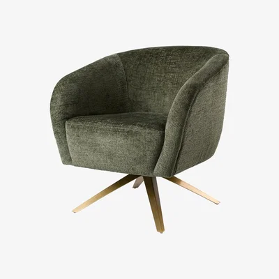 My Furniture Brodie Swivel Chair – Forest Green – Brass Base