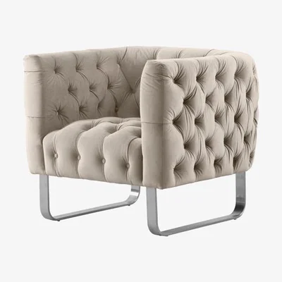 My Furniture Grosvenor Armchair - Taupe - Brushed Silver
