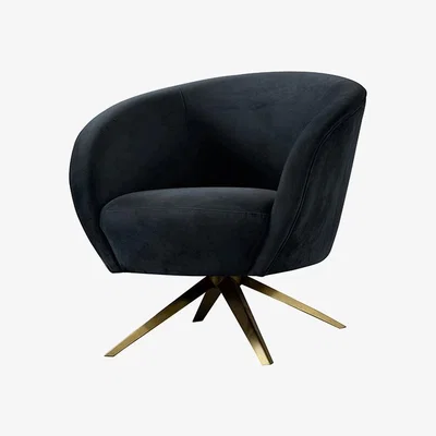 My Furniture Brodie Swivel Chair - Black - Brass Base