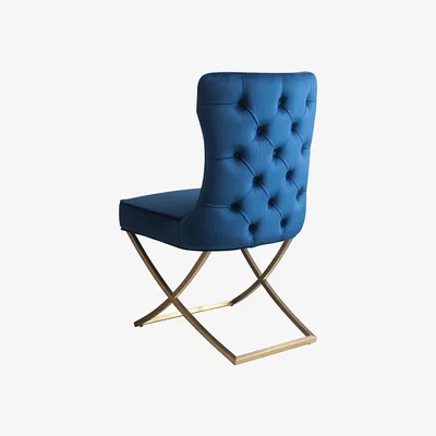 My Furniture Wexler Dining Chair Navy -Brass Base  