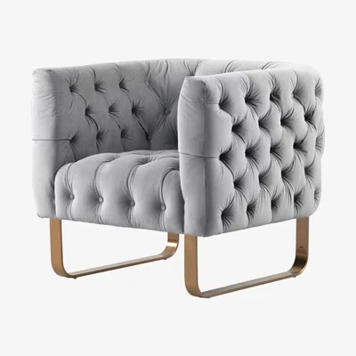 My Furniture Grosvenor Armchair - Dove Grey - Brushed Brass