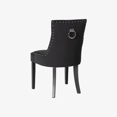 My Furniture Torino Dining Chair with Back Ring - Black Velvet - Legs in black finish