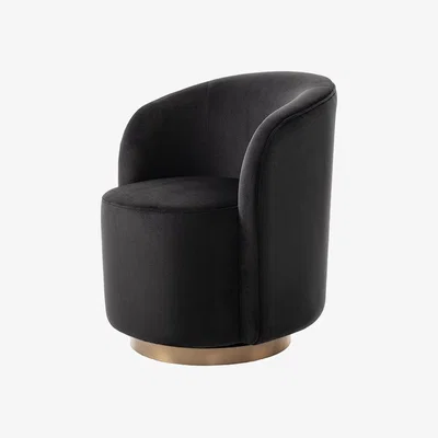 My Furniture West End Swivel Dining Chair - Black- Brass Base